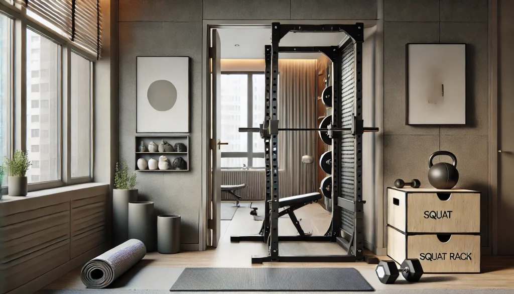 squat rack with wall