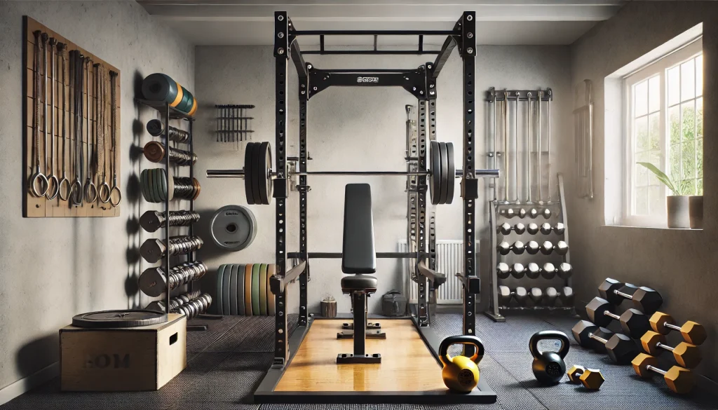 squat rack in home gym